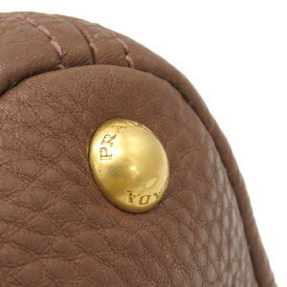 Prada bag metal logo leather PALISSANDRO brown Vitello Daino shoulder handbag - Picture 5 of 6